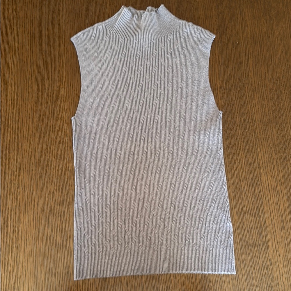 Tribal Gray Fitted Ribbed Tank Top with Mandarin Collar